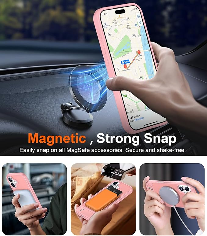 Magnetic Compatible with iPhone 16 Plus Case, [Built-in Invisible Kickstand][Compatible with MagSafe][Military Grade Shockproof] Slim Translucent Matte Phone Case for iPhone 16 Plus 6.7"