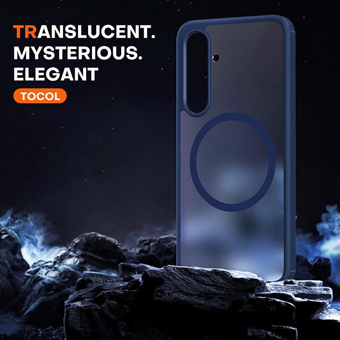 TOCOL Magnetic for Samsung Galaxy S24 FE Case, [15FT Military Grade Protection] [Compatible for Mag-Safe] Translucent Matte Hard Back for Galaxy S24 FE 6.7 Inch, Magnetic-Blue