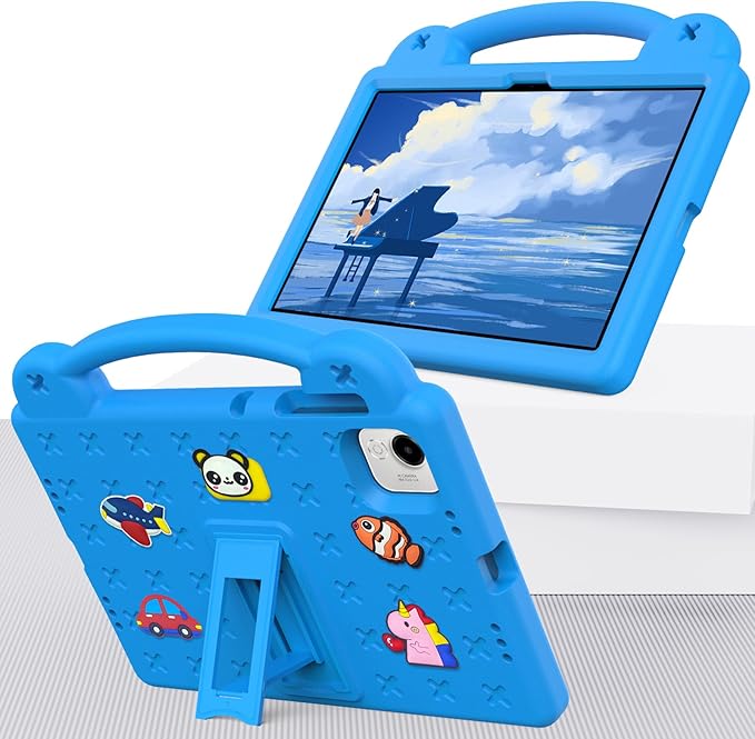 AKABEILA Compatible with Honor Pad X9a 2025 11.5 inch Tablet Case, Kids Friendly Universal Lightweight Shockproof Protective Case with Shoulder Strap & Stand Handle Sky Blue