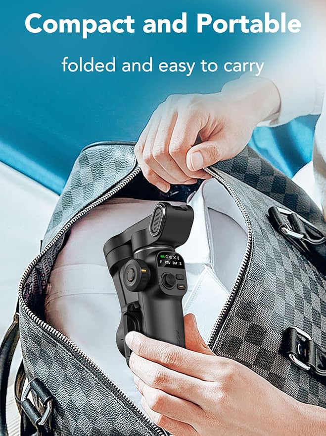 AOCHUAN Gimbal Stabilizer for Smartphone,NO APP Tracking,20CM Extension Rod,Face & Object Tracking stabilizer for iPhone & Android,3-Axis OLED Gimbal for Video Recording-AOCHUAN Smart X2AI Black