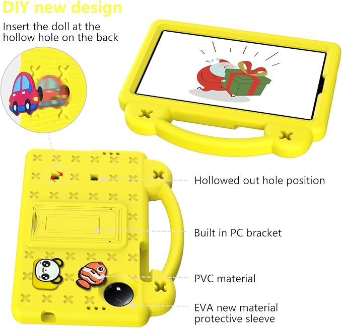 AKABEILA Compatible with Xiaomi Redmi Pad SE 8.7 4G 2024 Tablet Case, Lightweight Shockproof Protective Case with Shoulder Strap & Stand Handle & Pen Tray Yellow