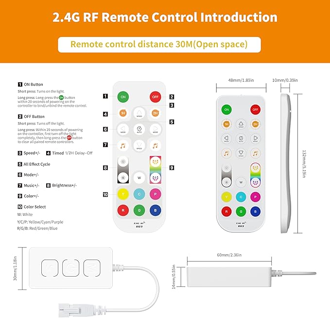 PAUTIX Wi-Fi+Bluetooth Music Pixel LED Smart Controller Kit SP548E,Compatible with Alexa/Google Assistant,App Control RF Remote Control,Addressable Color LED Strip Pixels Light DC5V-24V