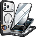 Miracase for iPhone 17 Pro Max Case 6.9" Full-Body Phone Case with Built-in Glass Screen Protector& Full Camera Protector, Camera Control [Magnetic with MagSafe] Drop Proof 17 ProMax Cover, Black