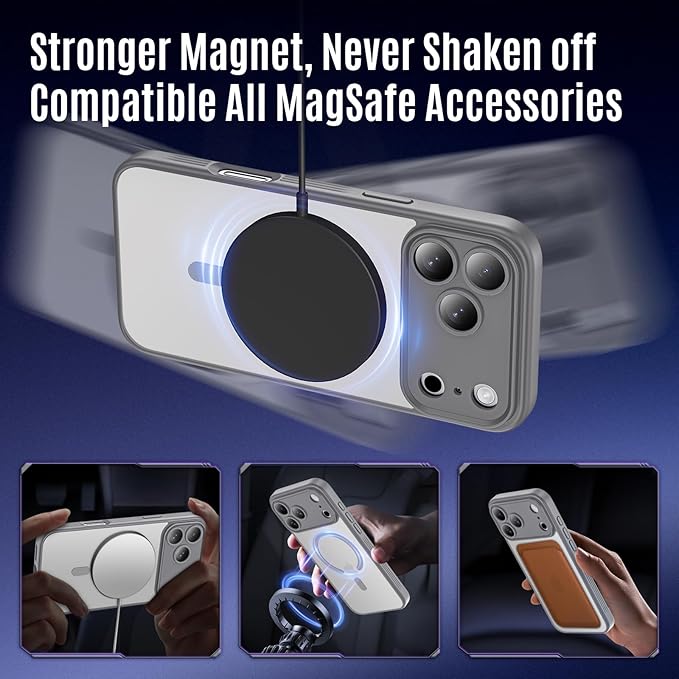 Symcele Designed for iPhone 17 Pro Case, Compatible with MagSafe, [Camera Protection] [15FT Military Drop Protection] Shockproof Translucent Matte Anti-Slip Phone Case, 6.3", Natural Titanium