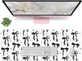 White Mouse Pad with Black Bows, Large Desk Mat Mouse Keyboard Mat for Computer Laptop Non-Slip Rubber Base, Cute Bow Office Mat Girly Desktop Accessories Office Supplies for Girls Women 31.5 x 11.8