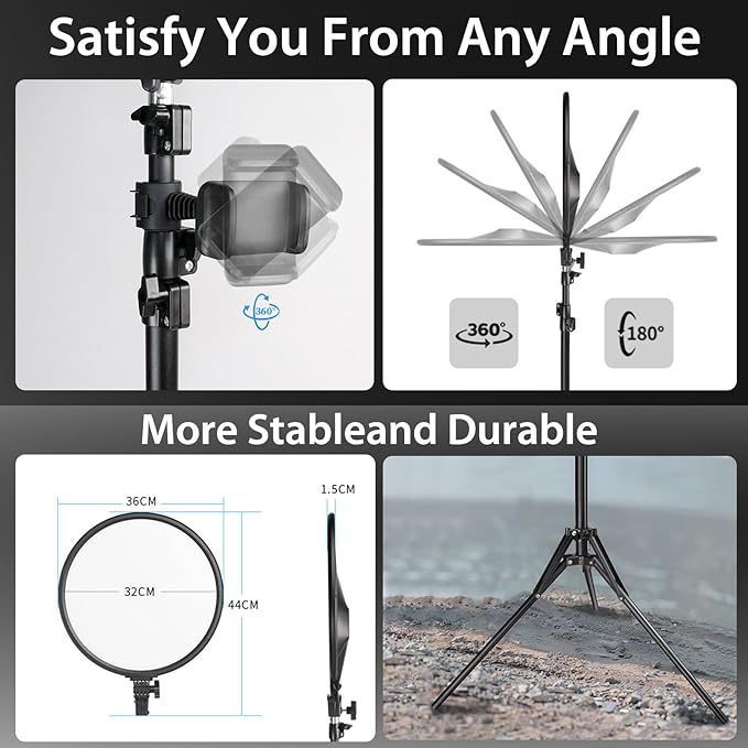 6" Ring Light with Tripod Stand for YouTube & Makeup, Mini LED Camera Light with Phone Holder, 3 Light Modes & 11 Brightness Levels (14 inch with Tripod Stand)