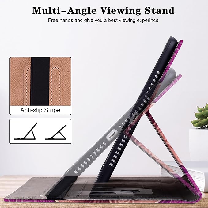 Case for iPad 9th/8th/7th Generation 10.2 Inch (2021/2020/2019), iPad Air 3 2019/ Pro 10.5 2017 Case with Auto Wake/Sleep & Elastic Band, Multi-Angle Viewing Stand Cover - Colorful Butterfly