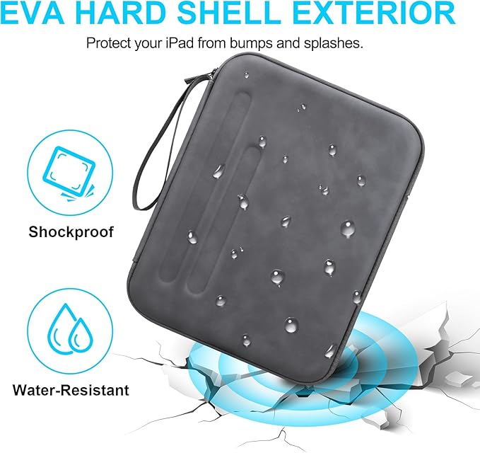 Lacdo Tablet Sleeve Case for 11 inch iPad A16 / 11 inch iPad Air M4 M3 / 11" iPad Pro M5 M4 /10.9" iPad Air/10.2" iPad, 11" Samsung Galaxy Tab A9+ Hard Shell Protective Tablet Carrying Case, Dark Gray