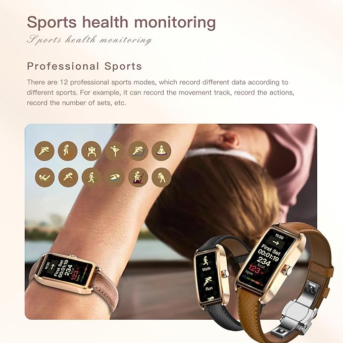 Yihou Fitness Trackers for Women Dainty Smart Watch Fitness Watch with Multiple Sport Modes Sleep Monitoring Heart Rate Monitor Step Counter Female Health for Android iOS Black Brown