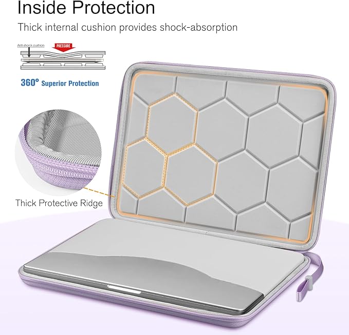 FINPAC 15.6-inch Hard Laptop Sleeve Case Compatible with 15.6 Inch Acer Aspire, Shockproof Computer Carrying Case for HP Dell Razer Samsung Laptop Chromebook, Lilac