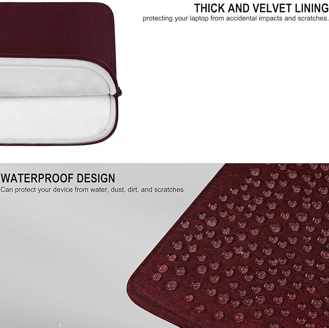 Laptop Sleeve 14 Inch, Shockproof Protective Traveling Computer Cover, Water Resistant Portable Laptop Case Compatible for Lenovo, HP, Dell, Asus, MacBook Air/Pro, Wine Red