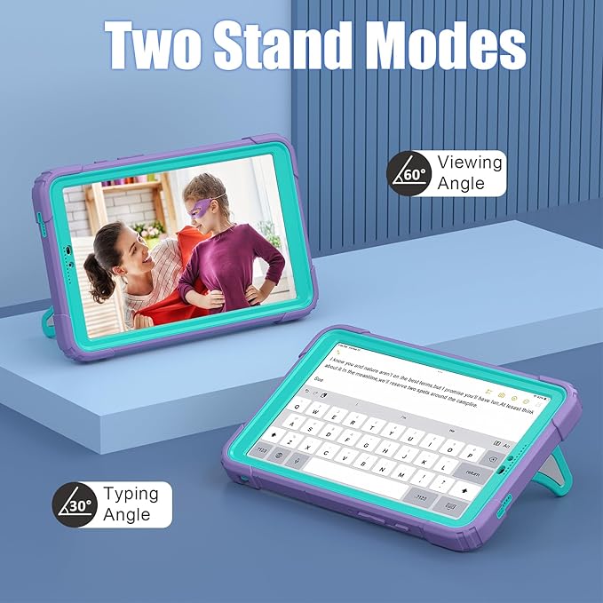 AKABEILA Compatible with Samsung Galaxy Tab A11 2025 8.7 inch Tablet Case，Lightweight Shockproof Rugged Protective Cover with Kickstand for Kids Children Boys Babies Purple Mint Green