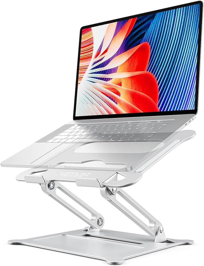 Urmust Laptop Notebook Stand Holder Adjustable Laptop Stand Portable Computer Riser Compatible with MacBook Air Pro HP Dell XPS Lenovo All Laptops 10-15.6"(Silver)