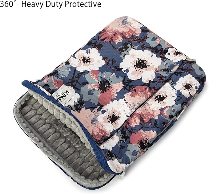 Kinmac 360° Protective Laptop Sleeve Case Bag Cover with Handle for MacBook Air 15 inch, and 15 inch-15.6 inch HP,Lenovo,Dell,ASUS,Acer Notebook Computer (Camellia)