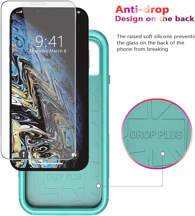 Diverbox for iPhone X Case/iPhone Xs Case [Shockproof] [Dropproof] [Tempered Glass Screen Protector ] Heavy Duty Protection Phone Case Cover for Apple iPhone X/XS (Teal)
