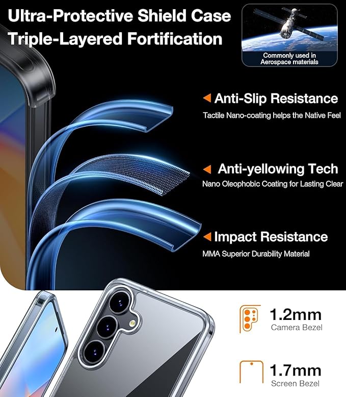 TORRAS Magnetic Shockproof for Samsung Galaxy S25 Plus Case, [Compatible with MagSafe][4X Military Grade Protection][Anti-Yellowing] Magnetic Slim Clear for Samsung S25+Plus Case, Diamond Clear