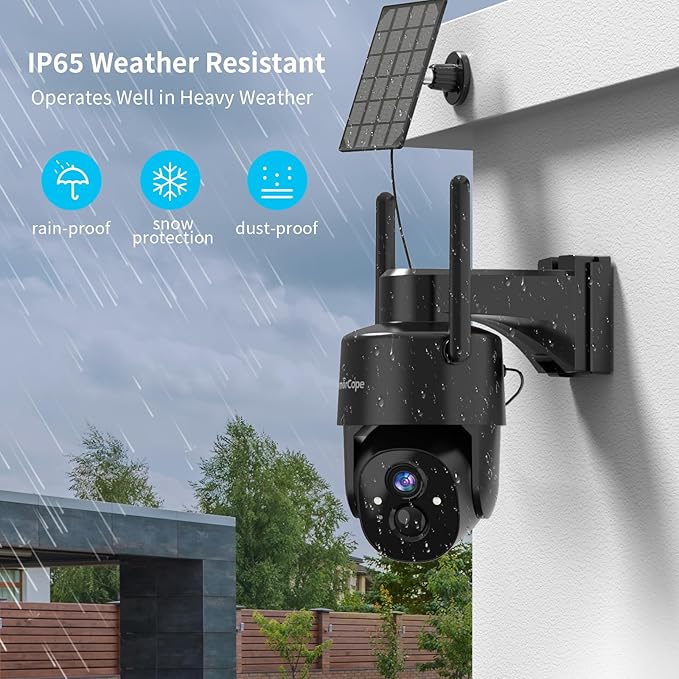 Armorcope 2Pack 2K HD Solar Security Cameras Wireless Outdoor, 360° PTZ View Outdoor Cameras for Home Security,Color Night Vision with Spotlight, 2-Way Audio,Motion Alarm, IP65 Waterproof