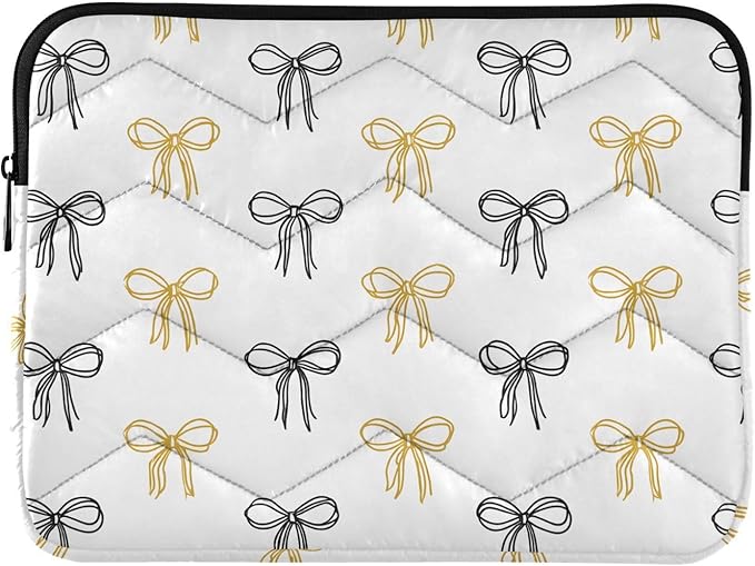 Laptop Case Sleeve, Black Yellow Bow Pattern Shockproof Protective Computer Carrying Cover, Briefcase Handbags 13-13.3inch Laptop Sleeve Bag