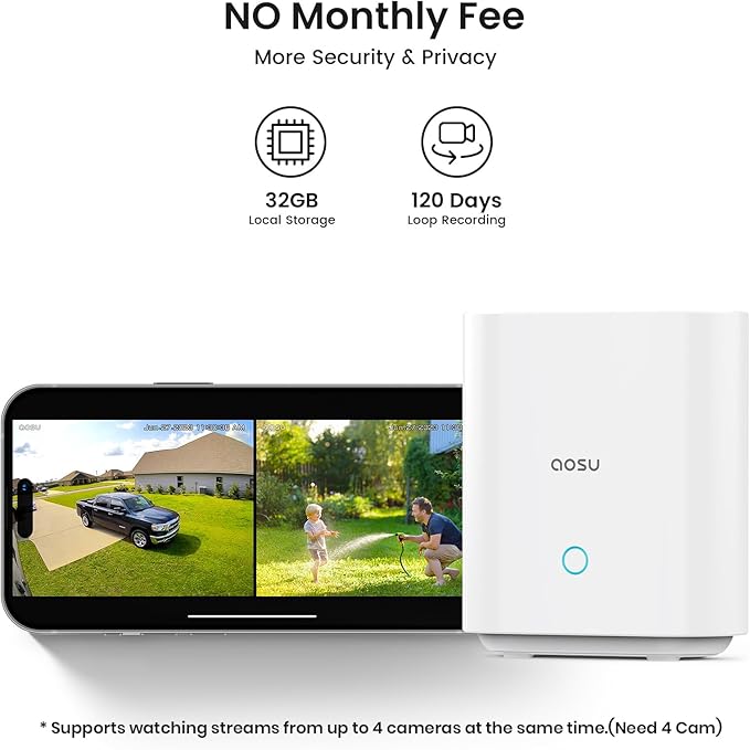 aosu Security Cameras Outdoor Wireless, 2 Cam-Kit, No Subscription Doorbell Camera Wireless - Head-to-Toe View, Intelligent Package Detection