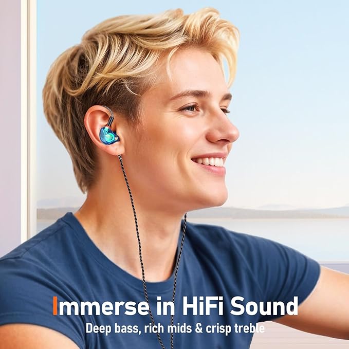 Vibes 202ML Wired Earbuds - HiFi in Ear Headphones for iPhone 5–14, Noise Isolating Ear Buds w/ Mic - Clear Sound, Deep Bass, Comfort-Fit Earphones - MMCX–LTN, Silver Plated Cord, Carrying Case