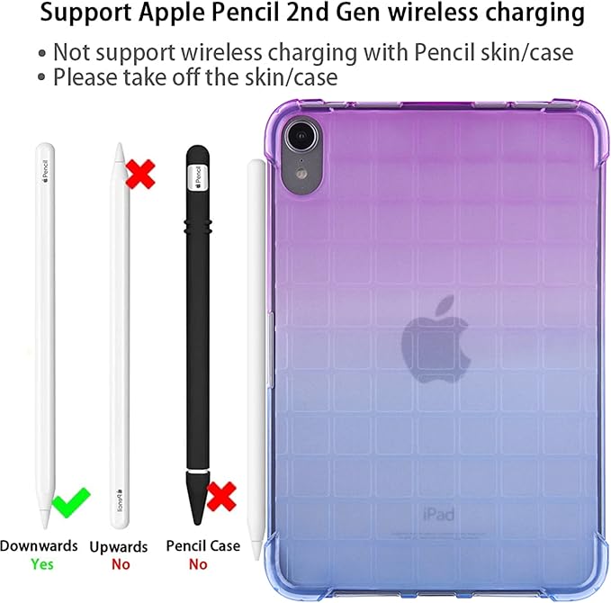 for iPad (A16) 11th Generation 11" 2025 & iPad 10th Generation Case 10.9 inch 2022, Lightweight Thin Translucent Soft TPU Back Shockproof Matte Clear Silicone Gradient Shell, Purple & Blue