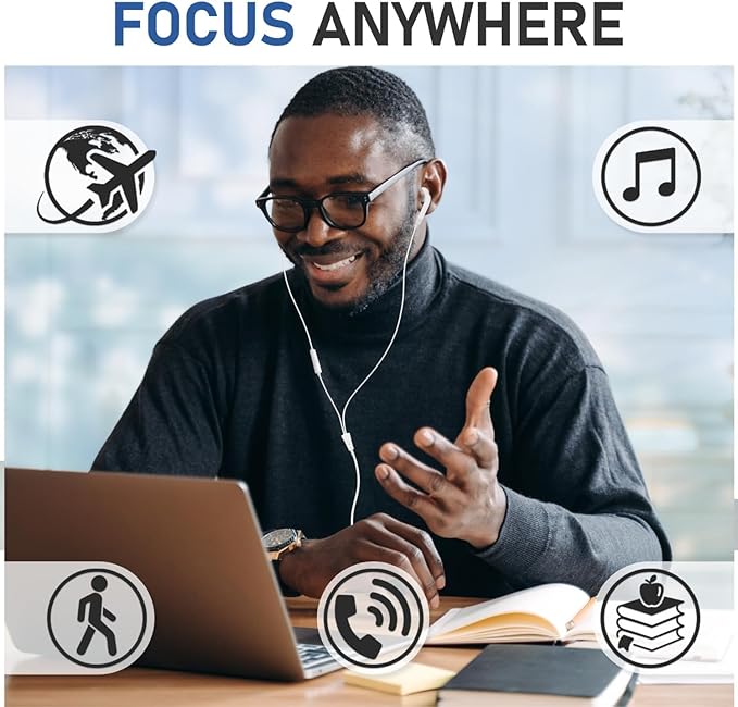 LUDOS FEROX 2 Pack Wired Earbuds in-Ear Headphones, 5 Year Warranty, Earphones with Microphone, Noise Isolation for 3.5mm Jack Ear Buds for iPhone, Samsung, Computer, Laptop, Kids, School Students