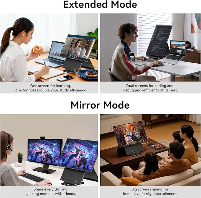 Blackview 24" Portable Monitor 100Hz for Work Home Office Game, 1080P FHD IPS Laptop Screen Extender with Rotating Stand & VESA, USB-C HDMI Plug-Play for Mac/Windows/PS/Switch/Xbox