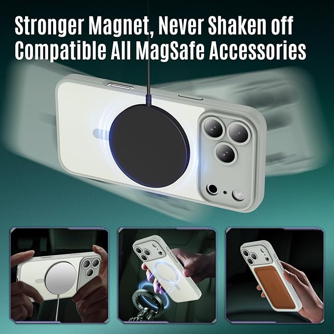 Symcele Designed for iPhone 17 Pro Max Case, Compatible with MagSafe, [Camera Protection] [15FT Military Drop Protection] Shockproof Translucent Matte Anti-Slip Phone Case, 6.9", Calke Green
