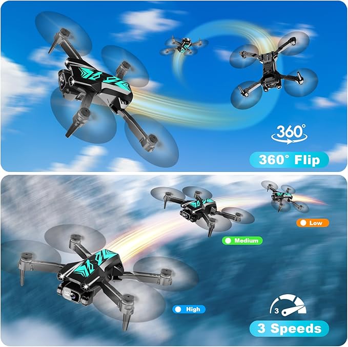 Mini Drone with Camera for Beginners Adults-1080P FPV Camera Foldable Drone with Stable Altitude Hold, Gestures Selfie, Waypoint Fly, Headless Mode, Auto-Follow, 3D Flip, One Key Start, 3 Speeds, 2 Batteries