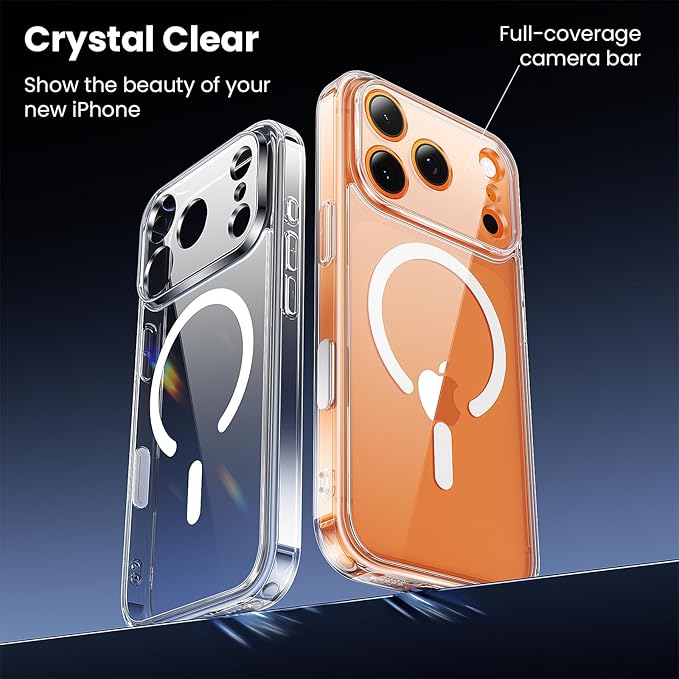 Anti-Yellowing for iPhone 17 Pro Case with 2X Screen Protectors, [Compatible with MagSafe] [12FT Military Grade Drop] Slim Thin Phone Cover 6.3 Inch,Clear