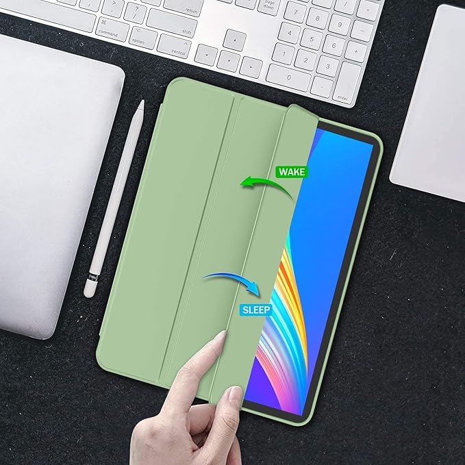 iMieet iPad Pro 13 Inch Case (M5/M4) 2025/2024 with Pencil Holder, Trifold Stand Smart Case with Soft TPU Back, Auto Wake/Sleep (Matcha Green)