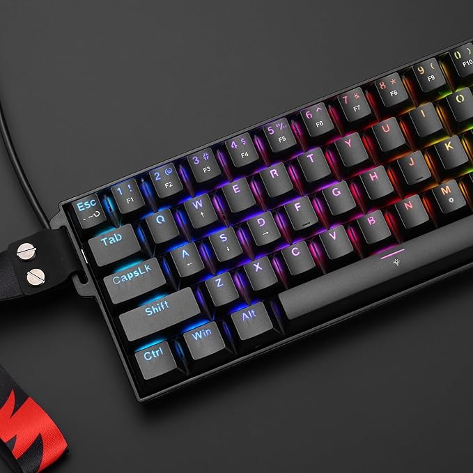 Redragon K617 HE Rapid Trigger Gaming Keyboard, 60% 61 Keys Wired Mechanical Keyboard w/Hyper-Fast Actuation, Dedicated Hall Effect Magnetic Switch, Actuation Point Adjustable, Strap Version