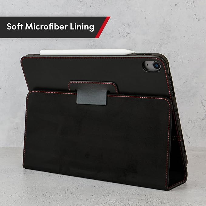 Casemade Real Leather Case Compatible with iPad Air 11-inch M4/M3/M2 (2026/2025/2024), iPad Air 5th/4th Generation 10.9'' - Full-Grain Leather Cover, Auto Sleep/Wake, Dual Stand Position (Black)