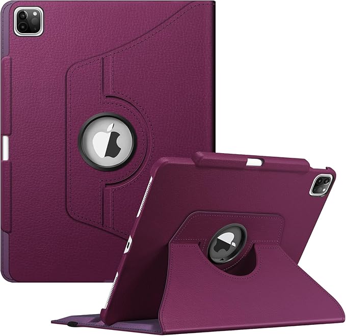 Fintie Rotating Case for iPad Pro 12.9-inch 6th Generation 2022-360 Degree Swiveling Protective Cover with Pencil Holder, Auto Sleep/Wake, Also Fit iPad Pro 12.9" 5th/4th/3rd Gen, Purple