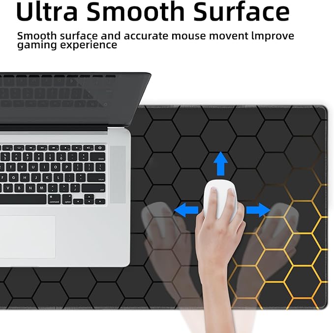 Galdas Mouse Pad for Gaming,XXL XL Large Mouse Mat Long Extended Mousepad Desk Mat Non-Slip Rubber Mice Pads Stitched Edges Thin (31.5 x 11.8 x 0.12 Inches) Grid