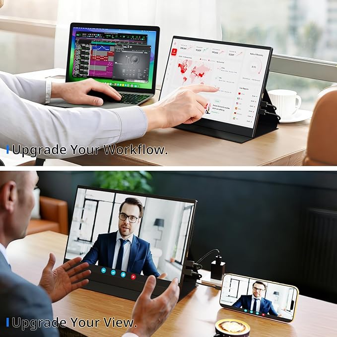 AYY 4k Portable Monitor Touchscreen, 13.4" 3840x2160 Second Screen 100% sRGB,400cd HDR USB C Ultra Slim IPS Laptop Monitor, for Mac Switch