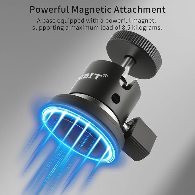 UTEBIT Magnet Camera Mount for Action Camera, 43mm Strong Magnetic Base Mount with 360° Rotation Ball Head & Phone Holder Mount, Compatible with Gopro Hero, DJI Osmo Action Osmo Nano, Insta360, Black