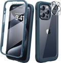 Diaclara Designed for iPhone 15 Pro Case, [Military-Grade Drop Proof] Full-Body Bump Case with Built-in Shockproof Screen Protector, [Camera Lens Protector] Cover for iPhone 15 Pro 6.1"(Deep Blue)
