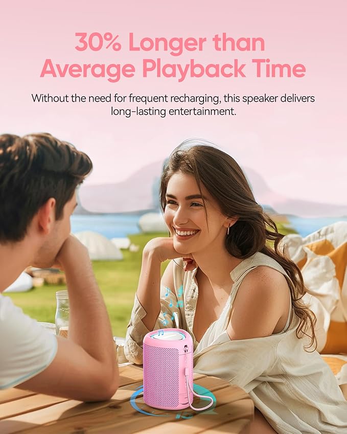 Portable Bluetooth Speaker Beach Essentials: Powerful Crystal Clear Sound/Dynamic Light/IPX5 Waterproof/All Day Playtime/Wireless BT 5.3/TWS Paring, Dad Gifts, Outdoor|Travel|Camping|Pool Accessories