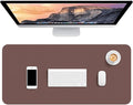 Hsurbtra Desk Pad, 30" x 14" PU Leather Desk Mat, XL Extended Mouse Pad, Waterproof Desktop Blotter Protector, Non-Slip Ultra Thin Large Laptop Keyboard Writing Mat for Office Home, Dark Oak