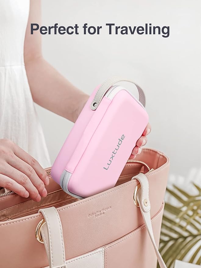 Luxtude Electronic Organizer Travel Case, Portable Tech Organizers, Hard Charger Organizer, Travel Cable Organizers, Tech Bag (Single-Layer, Pink, Small)