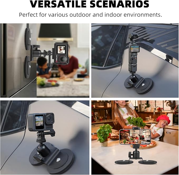 BRDRC Magnetic Car Mount for GoPro, Magnet Outside Camera Phone Holder Clip Stand for GoPro Hero Black Max, for Insta360 X4 X3 Go 3S, for DJI Pocket 3 Action 5 Pro 4 3, for iPhone Samsung Accessories