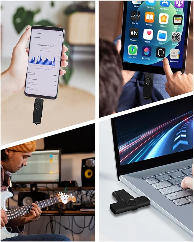 AreTop 64GB USB C Thumb Drive Dual USB 3.0 Flash Drive 64GB USB Drive Swivel Design 2-in-1 Portable Type-C Memory Stick for Android Smartphone, Computers, MacBook, Tablets, PC, 1 Pack, Black