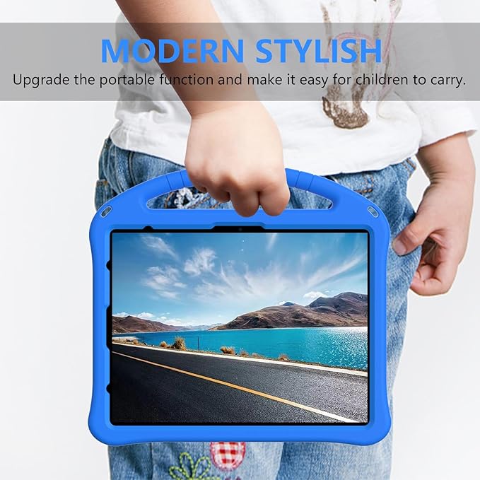 Kids Case for iPad Air 13 inch M4/M3/M2 & iPad Pro 13 inch M5/M4 (2025/2024) & iPad Pro 12.9 inch Cover 6th/5th/4th/3rd Generation (2022/2021/2020/2018) with Stand/Handle/Pencil Holder, Blue