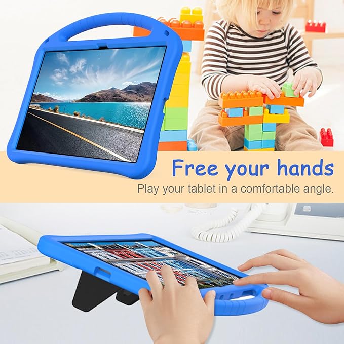 Kids Case for Samsung Galaxy Tab S10 FE+ (Plus) 13.1" 2025, Techcircle Light Weight Shock Proof EVA Foam Handle Rugged Stand Protective Cover, Blue