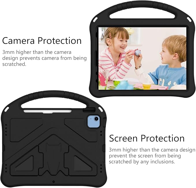 Dteck for iPad 10th Generation Case 2022 10.9 Inch,Lightweight Kids Friendly Shockproof Protective Case with Handle Pencil Holder Kickstand Child Cover for Apple iPad 10th Gen 10.9 Inch 2022,Black