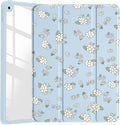 JOYLAND Countryside Style Floral Pattern Case for iPad Pro 11-inch (M4) 2024 5th Generation,Clear Acrylic Hard Back Case with Pencil Holder Trifold Stand Tablet Cover (Model Number:A2836/A2837/A3006)