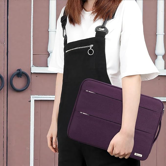 Voova Laptop Sleeve Carrying Case 15.6 16 Inch,Slim Computer Cover Bag Compatible with MacBook Pro 15/16, Dell xps 15,15-16 Inch HP Dell Asus Laptop, Dark Purple