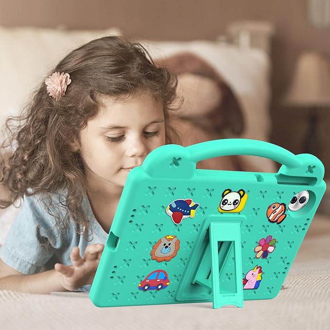 AKABEILA Compatible with Honor Pad 10 2025 12.1 inch Tablet Case, Kids Friendly Universal Lightweight Shockproof Protective Case with Shoulder Strap & Stand Handle Mint Green
