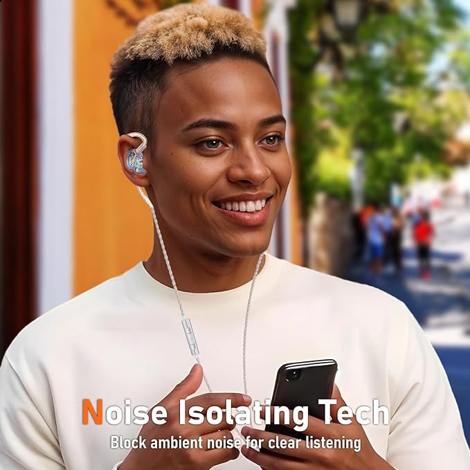 Vibes 202M Wired Earbuds - HiFi in Ear Monitor Headphones - Noise Isolating Ear Buds w/ Mic - Clear Sound, Deep Bass & Comfort-Fit Gaming Earphones - MMCX to 3.5mm & Silver Plated Cord, Carrying Case